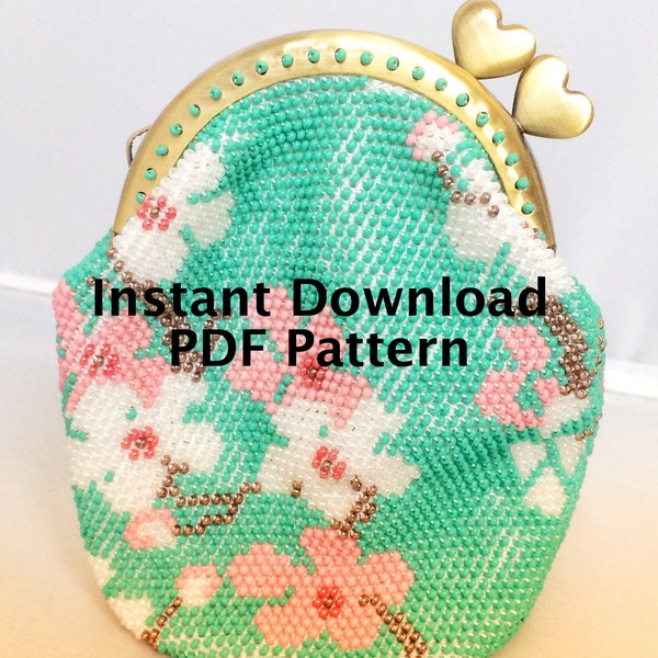 Coin Purse Bead Crochet Pattern, Bead Crochet Scheme, Beading Pattern Scheme Tutorial, Crafter's DIY Gift Idea, Beading Tutorial