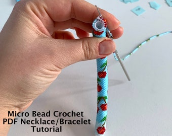 Micro Bead Crochet Cherries Pattern, PDF Tutorial, Bead Crochet Necklace & Bracelet Fruit Pattern, Instant Download, Craft Gift, DIY Gift