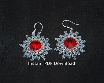 Beaded Earrings Pattern with Swarovski Rivoli Crystals