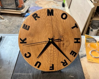 Profanity White Oak Clock, Funny Twelve Letter Ideas