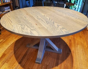 Custom Round Trestle Table - Oak