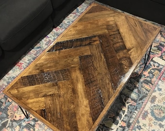 Reclaimed Hardwood Herringbone Coffee Table
