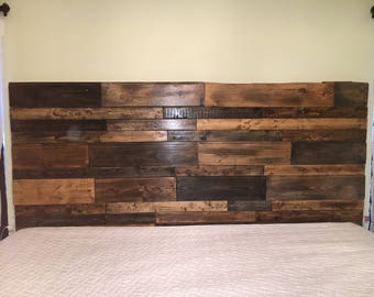 Custom Reclaimed Wood Rustic Pallet Style Headboard Bed Frame