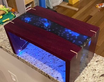 Custom Waterfall Epoxy River Step Stool Nightlight