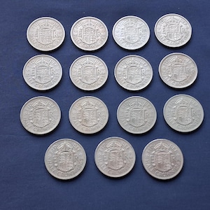 1953 - 1967 2/6 halvkronor komplett set med 15 mynt