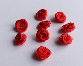 Red Satin Rosebuds: 12mm Craft Embellishments (20 Pcs)
