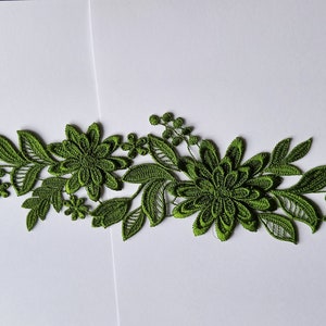 Olive Green Guipure Flower Applique (23.5cm)