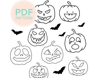 Embroidery PDF Pattern, Spooky Halloween, Halloween embroidery, Beginner Embroidery, Embroidery designs, Easy Embroidery PDF