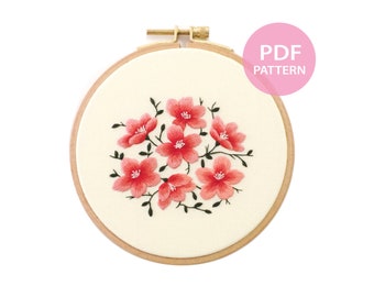 Hand Embroidery PDF Pattern. Cherry blossom hand Embroidery pattern, Digital download, Floral, Modern embroidery