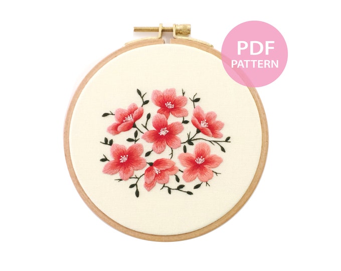 Cherry Blossom Hand Embroidery Pattern | Digital Download PDF ...