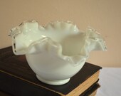 Vintage Small Bowl, Silvercrest by Fenton, Double Crimped, Ruffle Edged