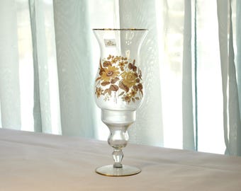 Floral Hurricane Candle Holder by Viking Glass