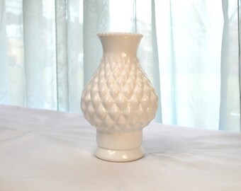 Quilted Milk Glass Vase, 8 Inches Tall