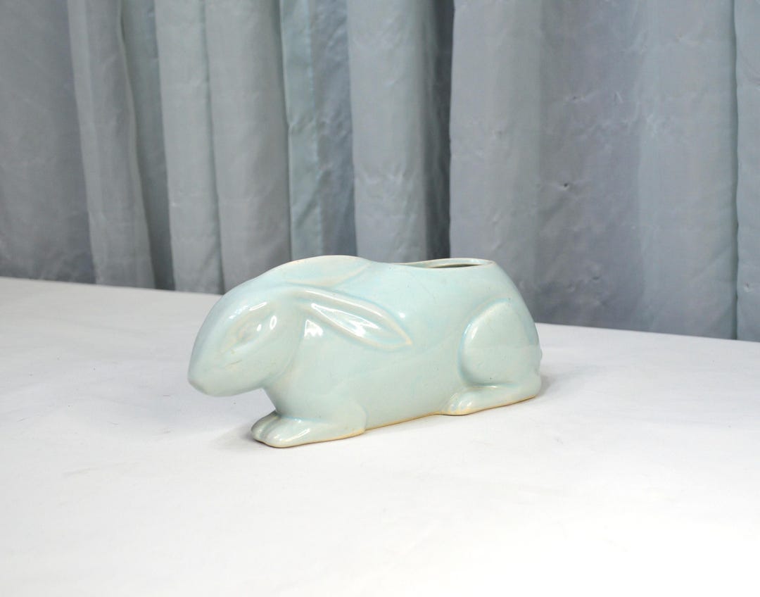 Small Blue Rabbit Ceramic Planter - Etsy