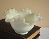 Vintage Small Bowl, Silvercrest by Fenton, Double Crimped, Ruffle Edge