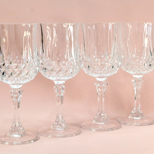 Vintage Crystal Water Goblets, Longchamp by Cristal d'Arques Durand, Set of 4