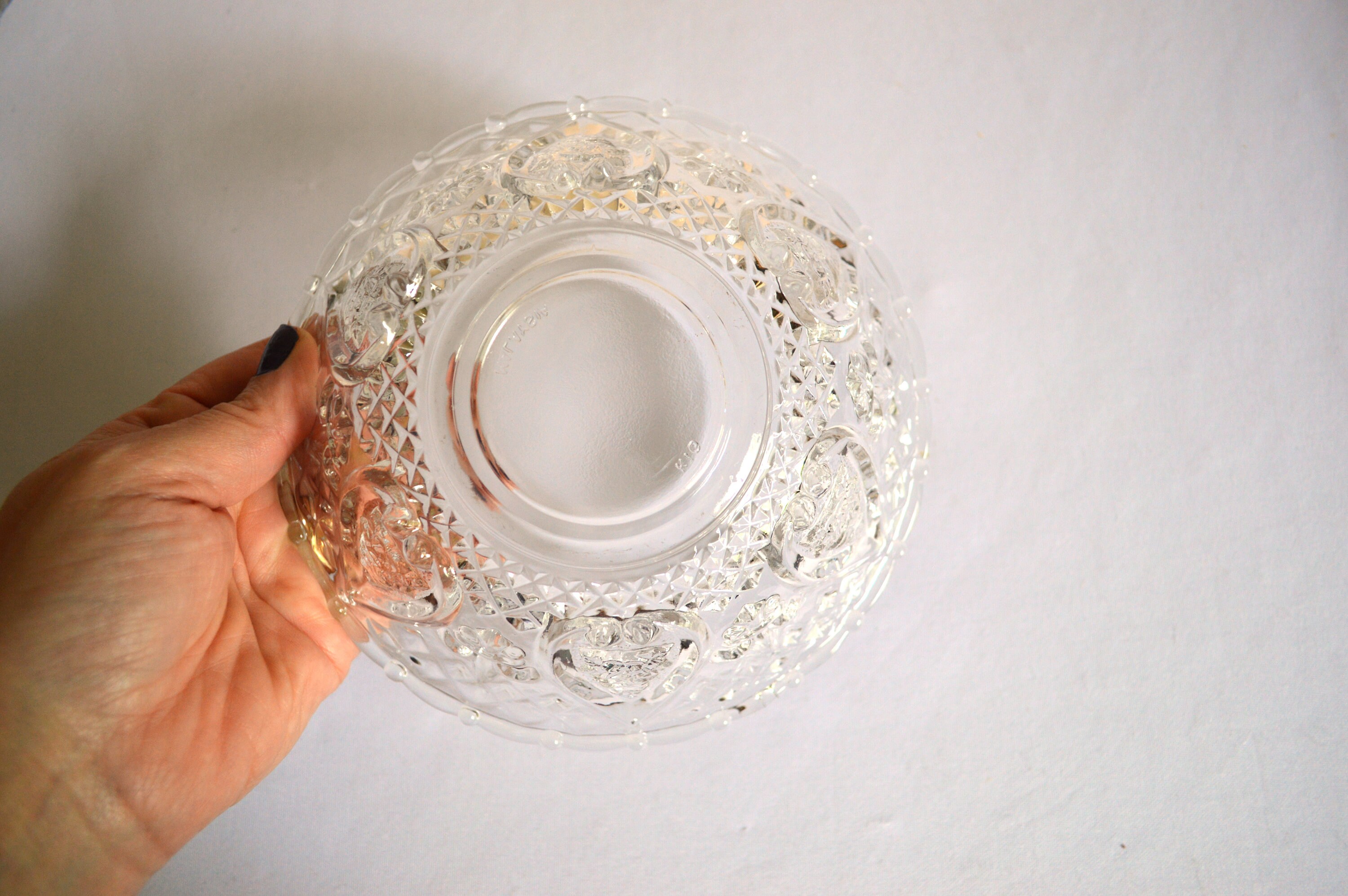 Vintage Candy Dish With Lid Clear Glass Roses Hearts and | Etsy