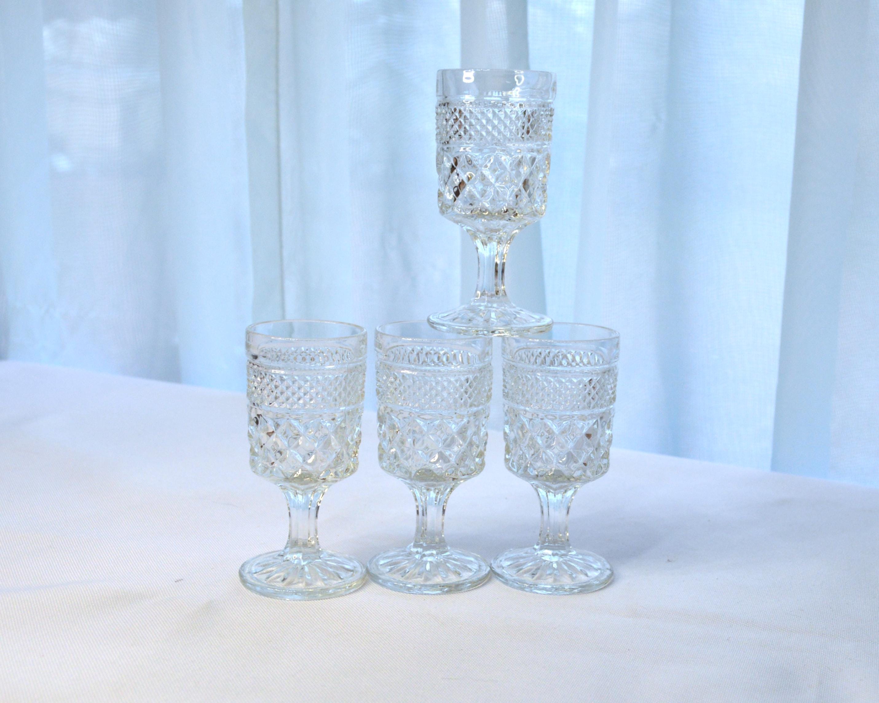 Vintage Wine Glasses, Wexford by Anchor Hocking, Clear Pressed