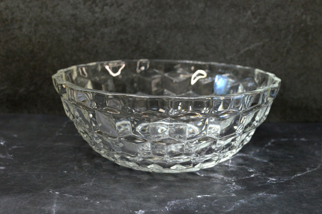 Cube Salad Serving Bowl, Clear Depression Glass, 7 Inches Etsy