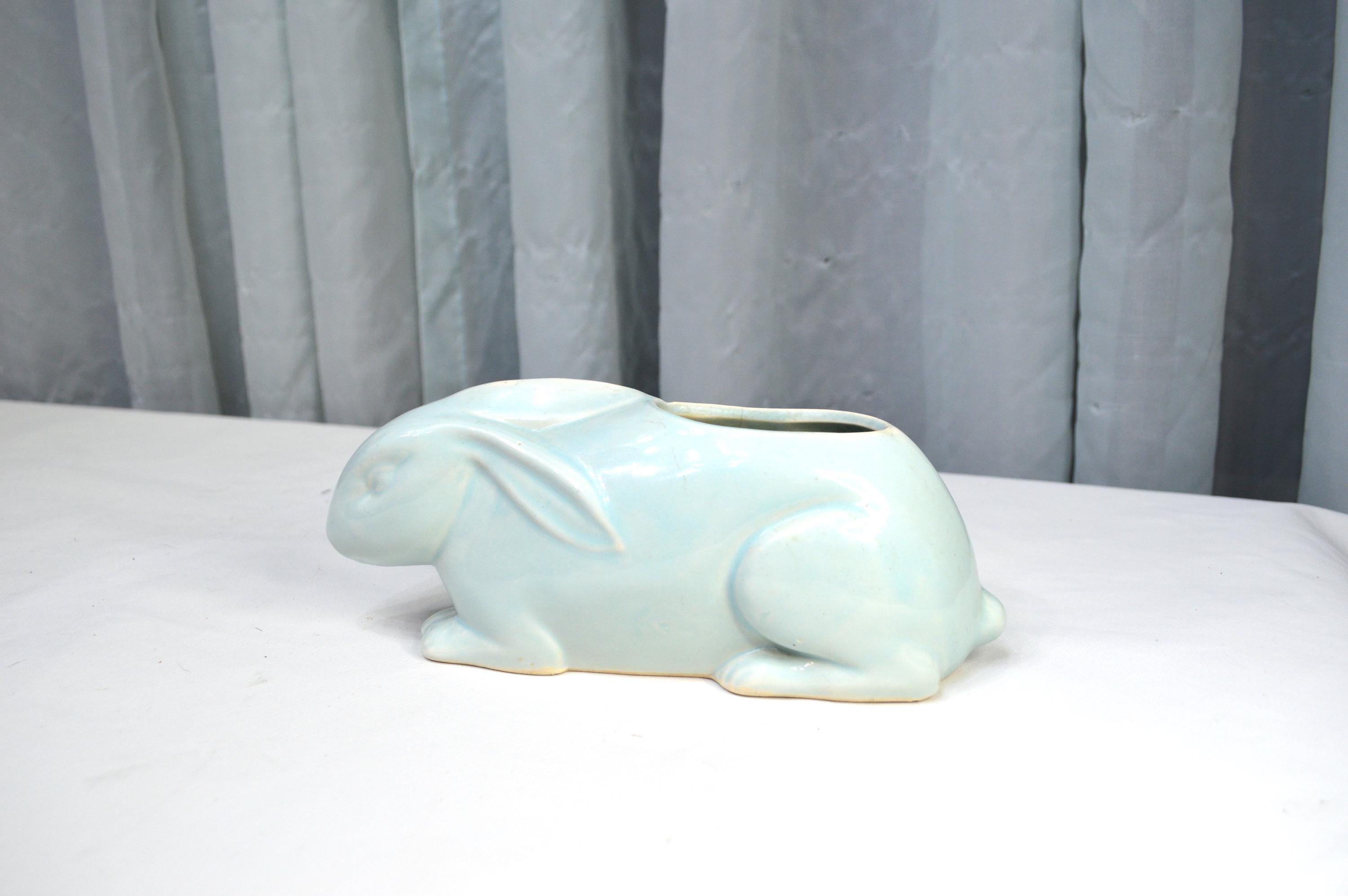 Small Blue Rabbit Ceramic Planter - Etsy