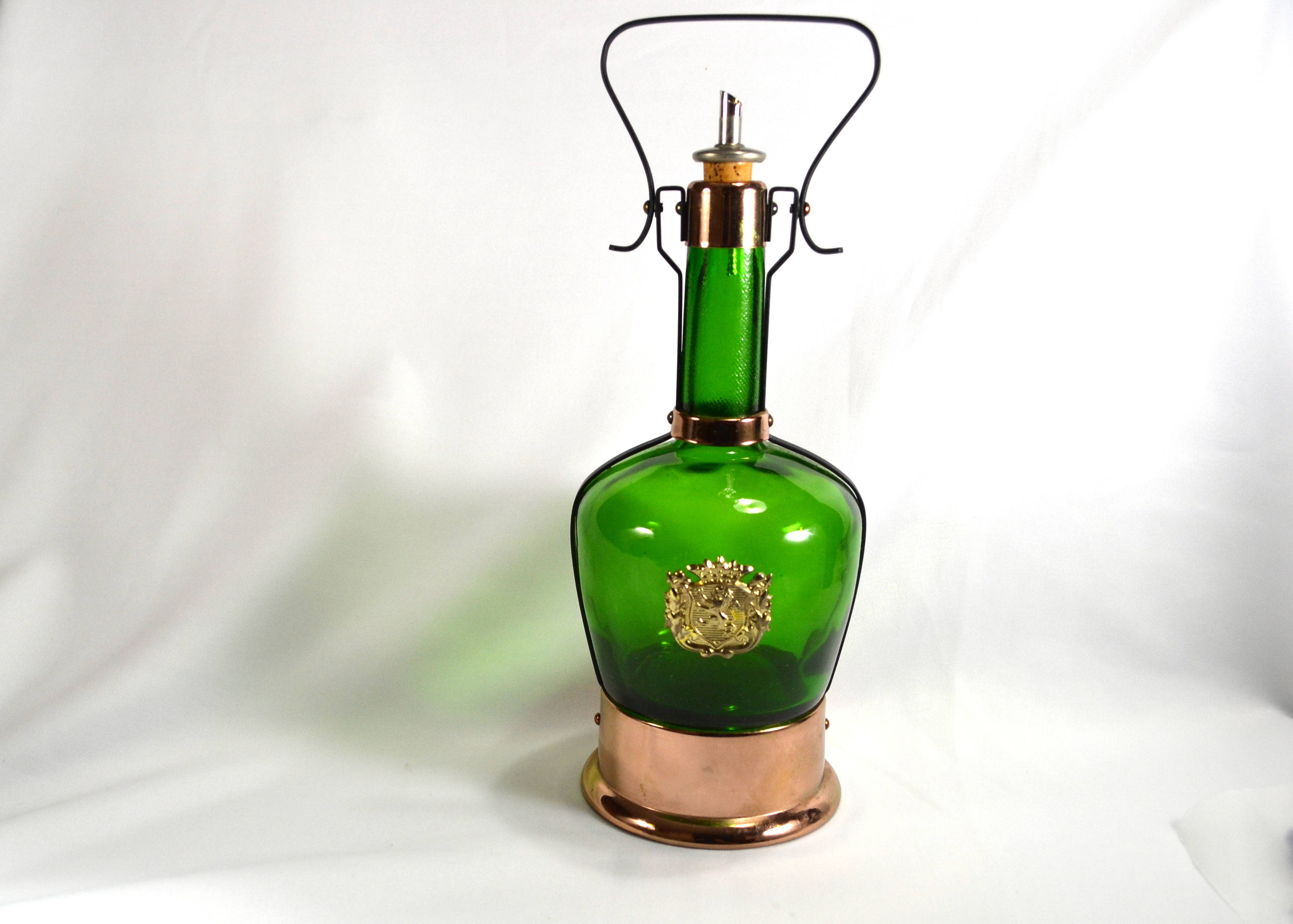 Vintage Glass Liquor Decanter Music Box Decanter Green Glass Etsy