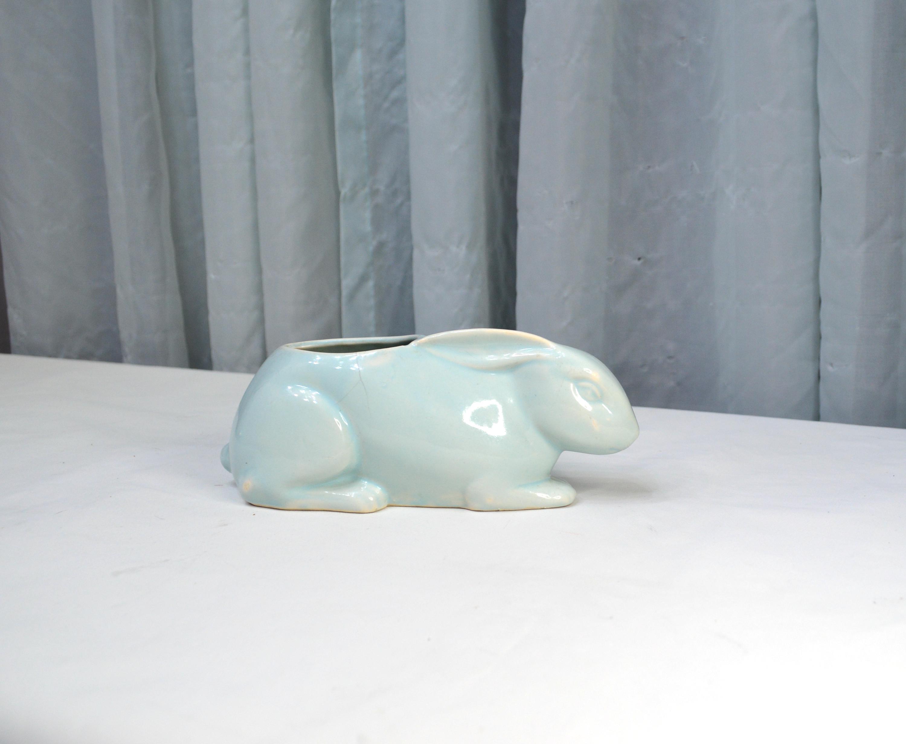 Small Blue Rabbit Ceramic Planter - Etsy