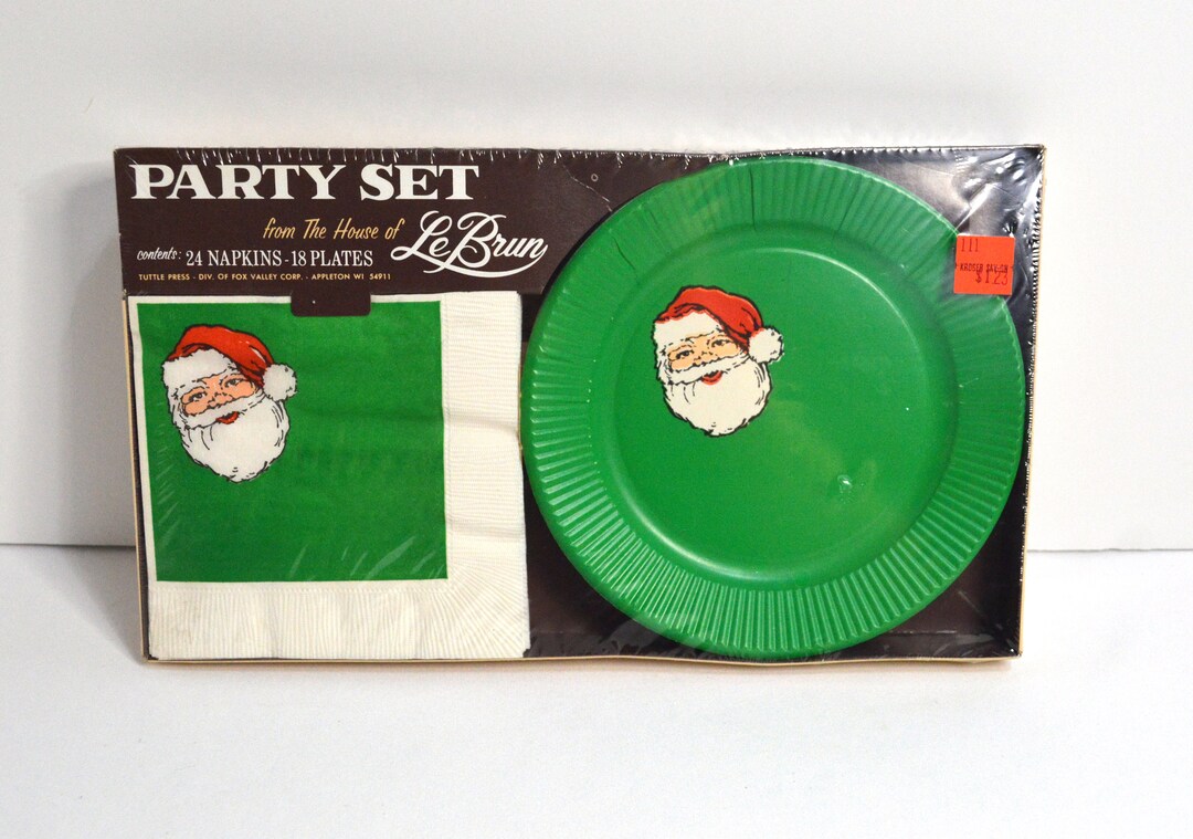 Vintage Christmas Paper Napkins and Paper Plates With Etsy
