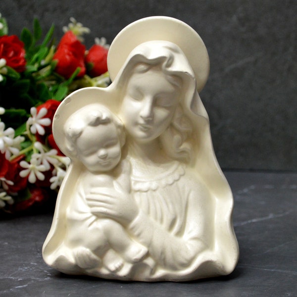 Holt Howard Mother Mary and Baby Jesus Candle Holder For Thin Narrow Candles