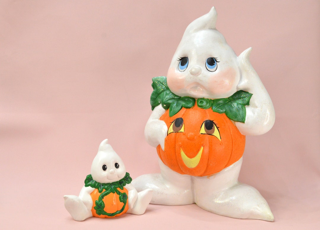 Vintage Halloween Figurines Cute Friendly Ghosts With Jack O Etsy