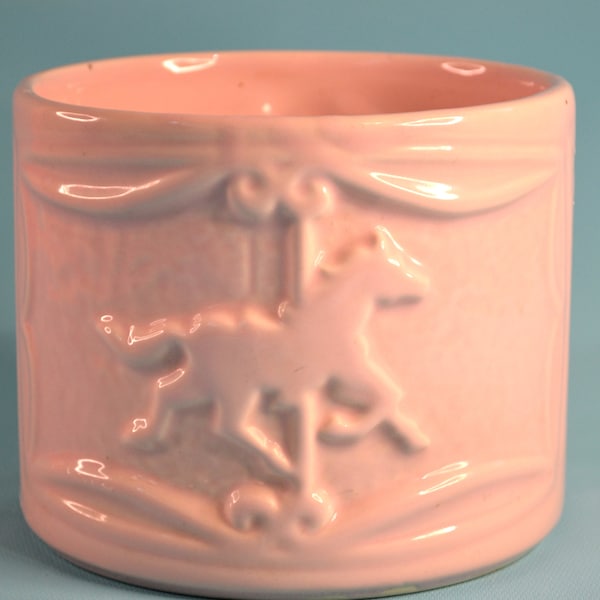 Pink Nursery Planter with Carousel Horse by McCoy Pottery