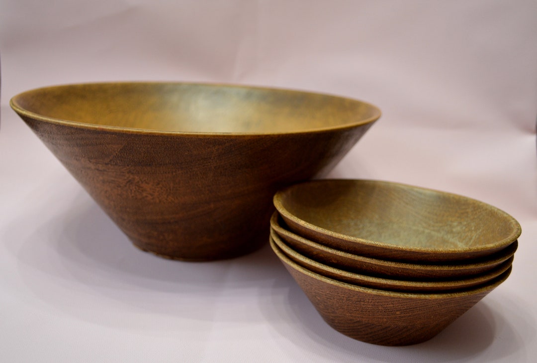 Vintage Thermo Serv Bowl Set, One Large Salad Bowl and 4 Individual