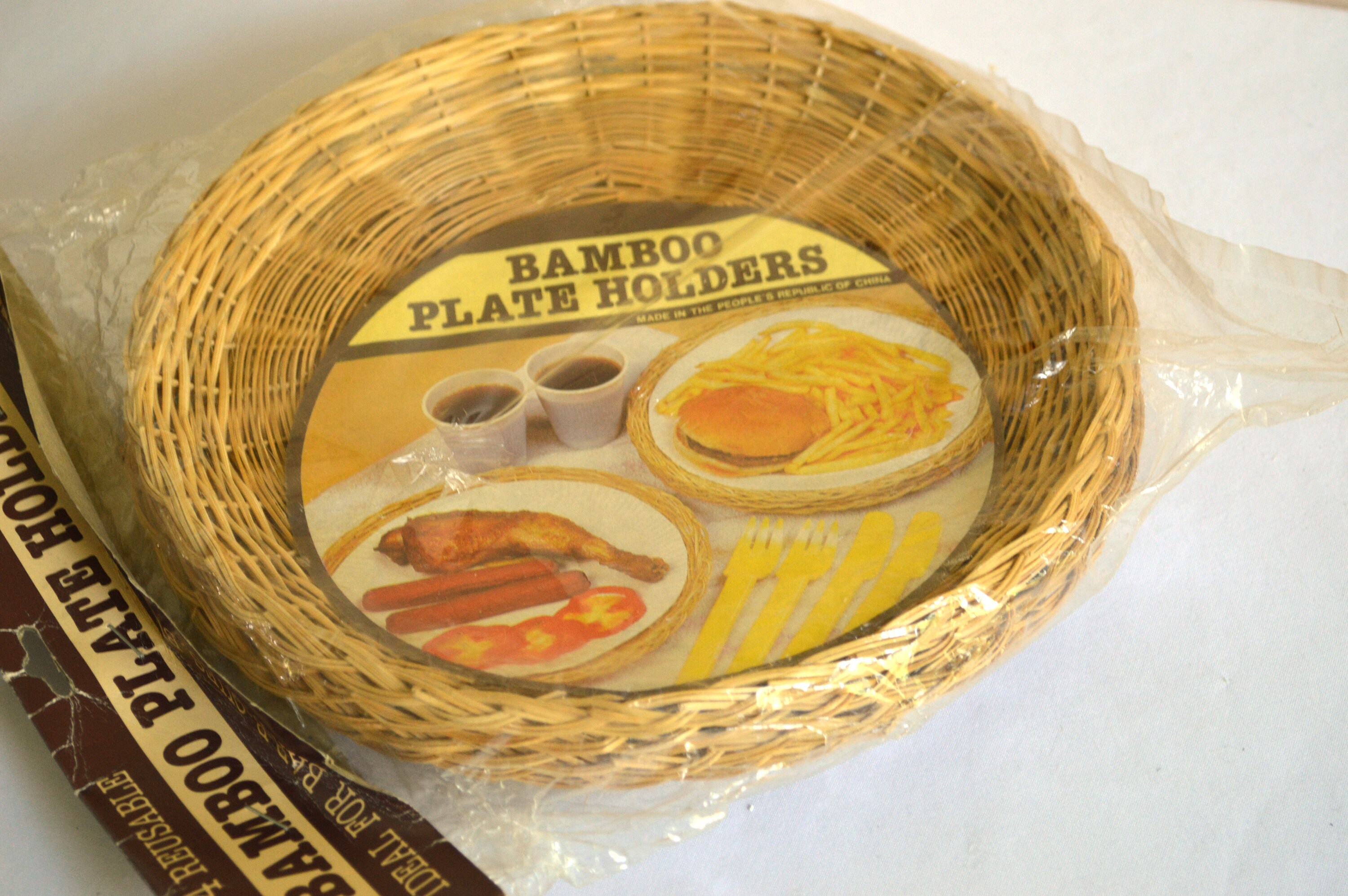 Vintage Bamboo Plate Holders Set of 4 Reusable in Original Etsy