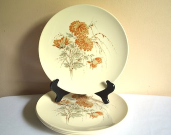 Vintage Knowles Sienna Dinner Plates, Brown Flowers, Set of 4
