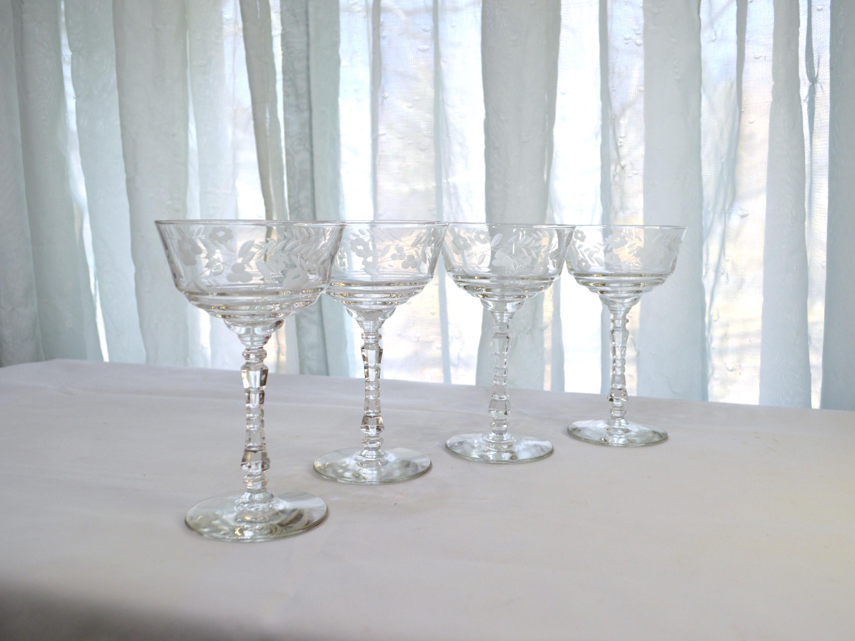 Champagne Coupe Glasses, Halifax Pattern by Rock Sharpe, Set of 4 - Etsy