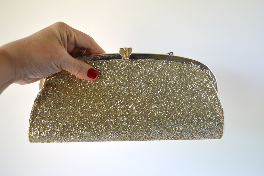 Vintage Silver Glitter Evening Bag Etsy