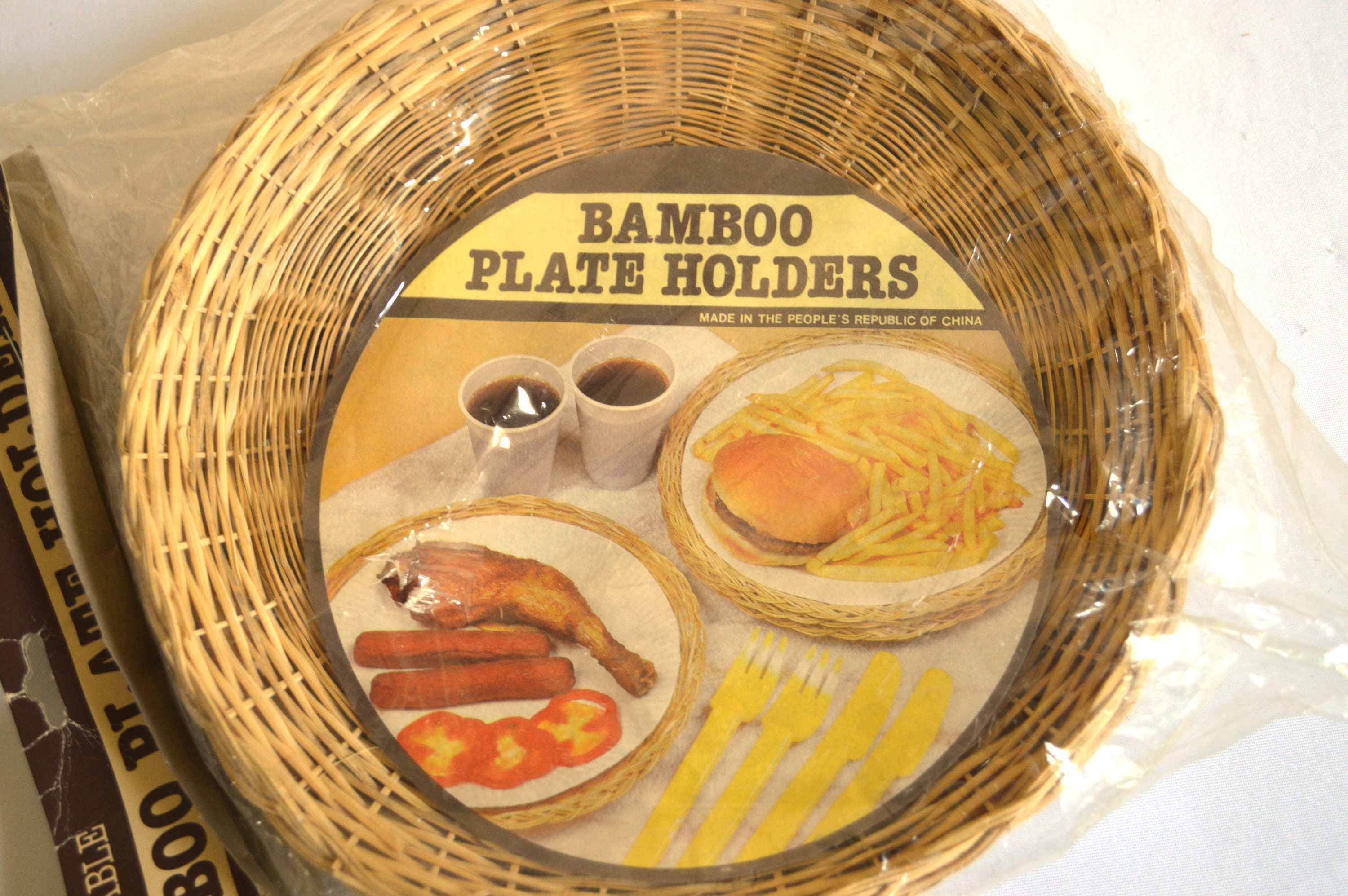 Vintage Bamboo Plate Holders Set of 4 Reusable in Original Etsy