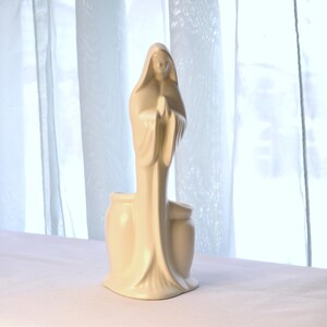 Vintage Virgin Mary Planter by Royal Haeger Pottery, Tall, Slender, Cream White Madonna Figurine