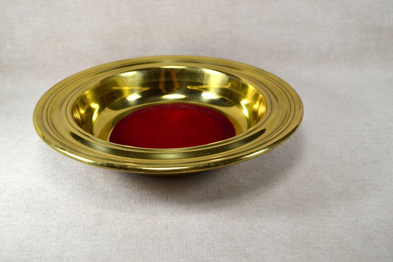 Vintage Brass Church Offering Plate Etsy