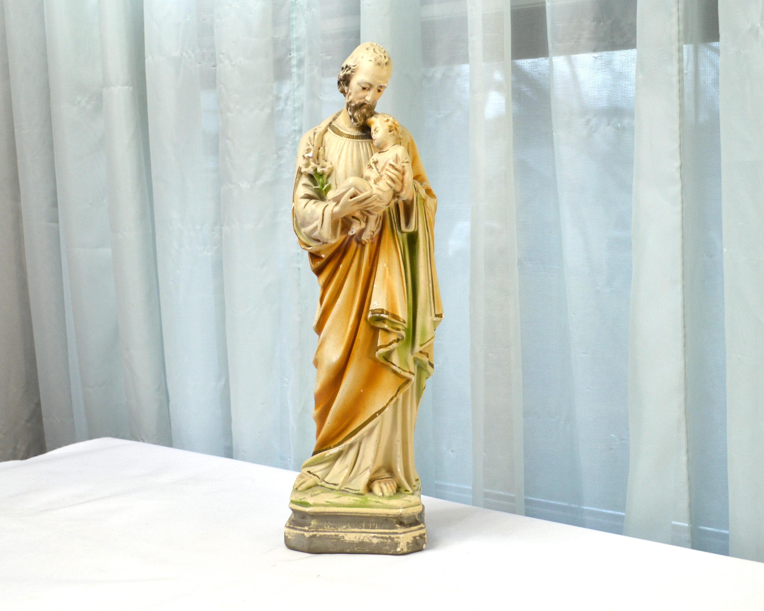 Vintage chalkware saint statue - Etsy 日本