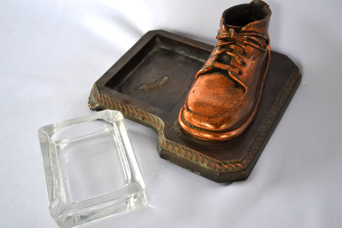 Vintage Bronze Baby Shoe Ashtray Etsy Norway