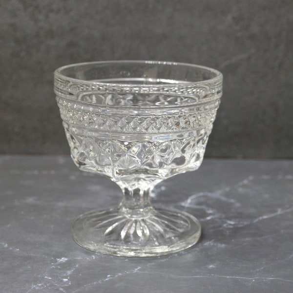 Vintage Anchor Hocking Wexford Coupe Champagne Glass, Sold Individually, Clear Glass with Diamond Pattern