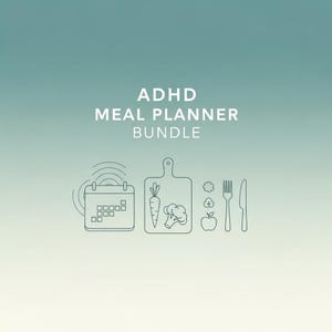 ADHD Meal Planner Printable, 16-Page Bundle, Weekly Meal Prep Planner, Neurodivergent Friendly, Printable Templates for Grocery List