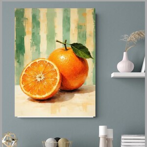 Vintage Orange Fruit Art Print | Digital Download | Kitchen Wall Decor | Mid-Century Modern Food Still Life
