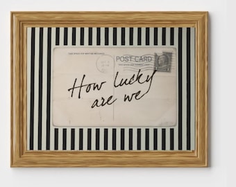 How Lucky Are We Wall Art Print, Vintage Postcard Aesthetic Poster, Preppy Digital Download, Coquette Dorm Decor, Retro Gallery Wall Art PNG