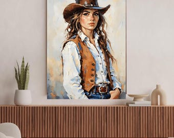 Cowgirl Wall Art Print, Retro Western Digital Download, Boho Cowgirl Aesthetic Dorm Decor, Printable Rodeo Poster PNG
