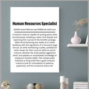 Funny HR Specialist Definition Art Print | Human Resources Gift Digital Download