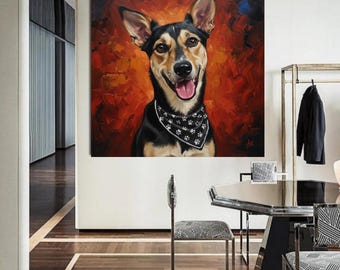 Rescue Dog Art Print | Potcake Dog Painting | Digital Download | Pet Portrait Wall Art | Happy Dog Lover Gift | Unique Shelter Dog Art
