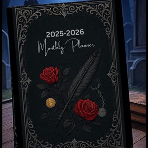 Gothic Planner | Dark Academia Task Tracker | Planner Digital Download | Goth monthly Planner | Printable PDF Organizer