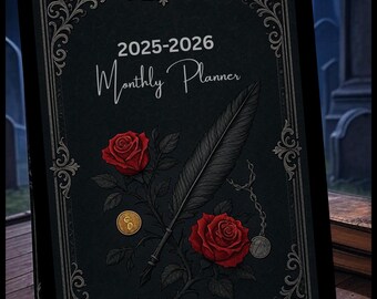 Gothic Planner | Dark Academia Task Tracker | Planner Digital Download | Goth monthly Planner | Printable PDF Organizer