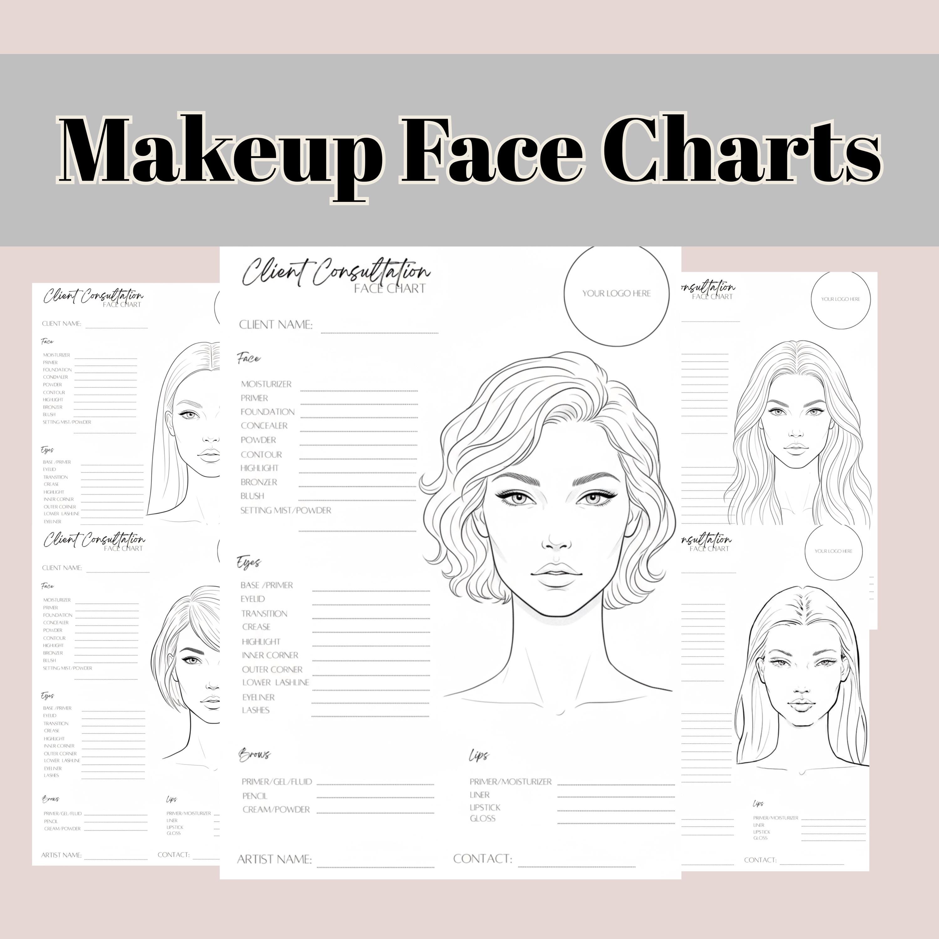 Blank face chart - Etsy België, image size:3000x3000
